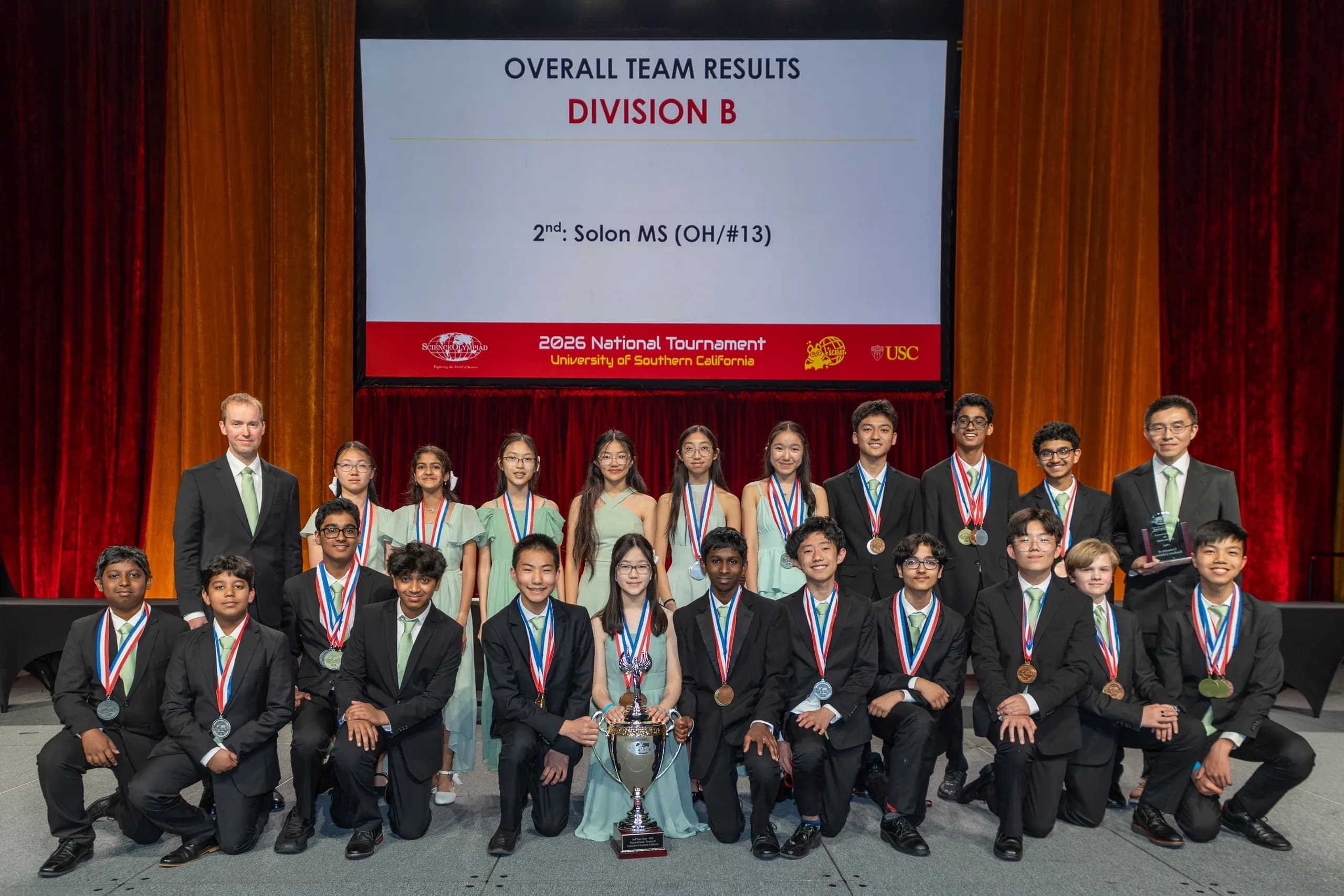 Solon Middle School Science Olympiad team at the 2026 National Tournament